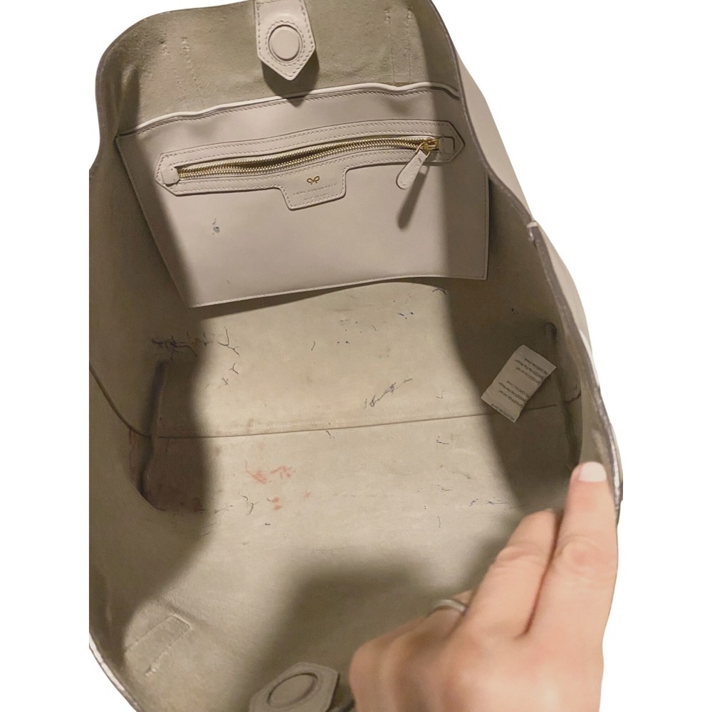 Anya Hindmarch Ebury Shopper II Gray Leather Tote Googly Eyes Steam Circus - Picture 10 of 16